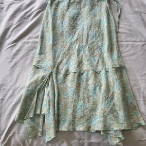 Sisley Asymmetrical Skirt in Light Blue and Tan